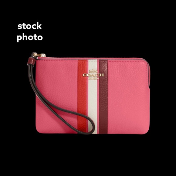 Coach Corner Zip Wristlet In Colorblock w/ Stripe - Picture 16 of 16
